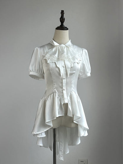 Puff Lolita Short White Sleeves Gothic Ouji Shirt Split-Tail
