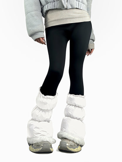 グレー/ホワイト/ブラック パフィーウォームレッグウォーマー