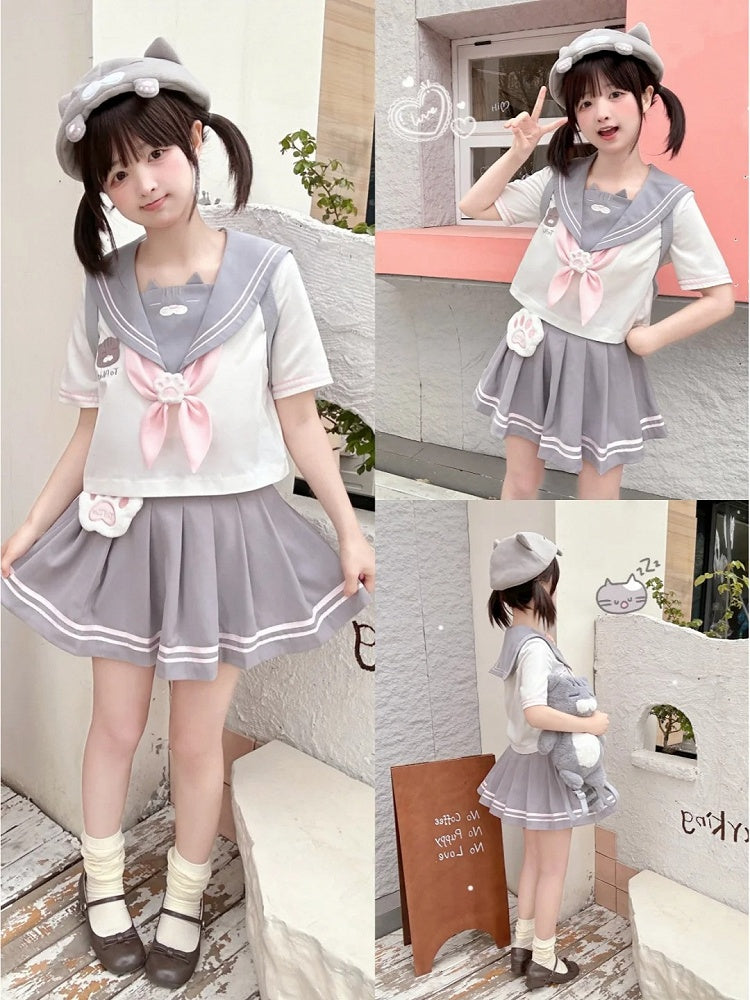 Design Neckline JK Kitty Gray and White Sailor Collar Uniform