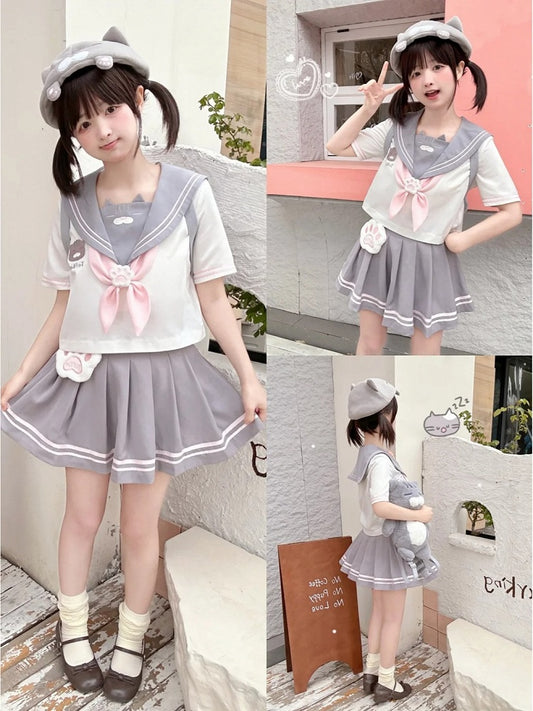 Design Neckline JK Kitty Gray and White Sailor Collar Uniform