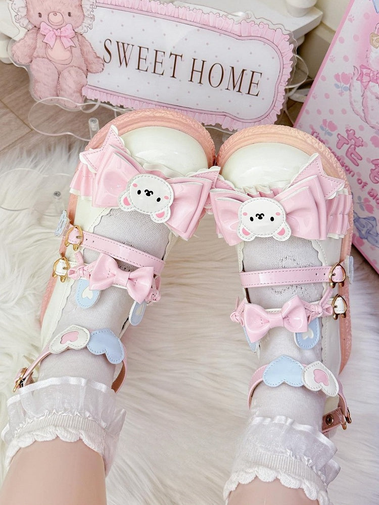 White Bear Sweet Lolita Flat Mary Janes by Blooming Chimes