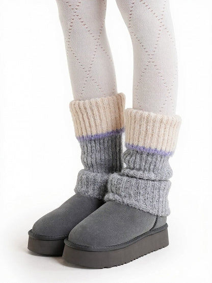 Knit Colorblock Design Leg Warmers - ModaSwings