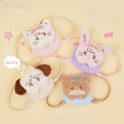 Cute Chain White Purse Coin Pink Plushie Key Kitty-shaped