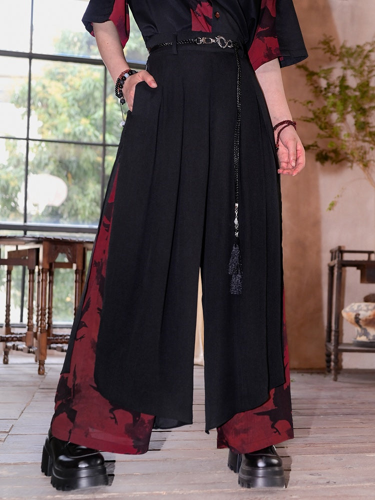 Waist Belt Tassel Detachable Black Gothic Cheongsam Woven Clasp Dragon with PU