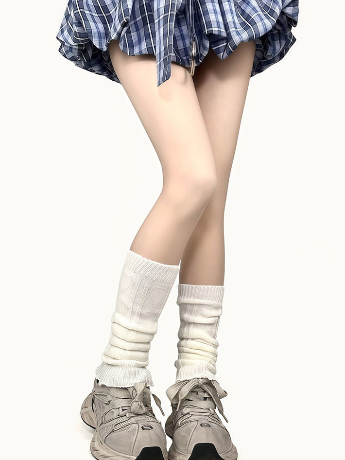 ニットブルー/イエロー/ブラック/ホワイトレッグウォーマー