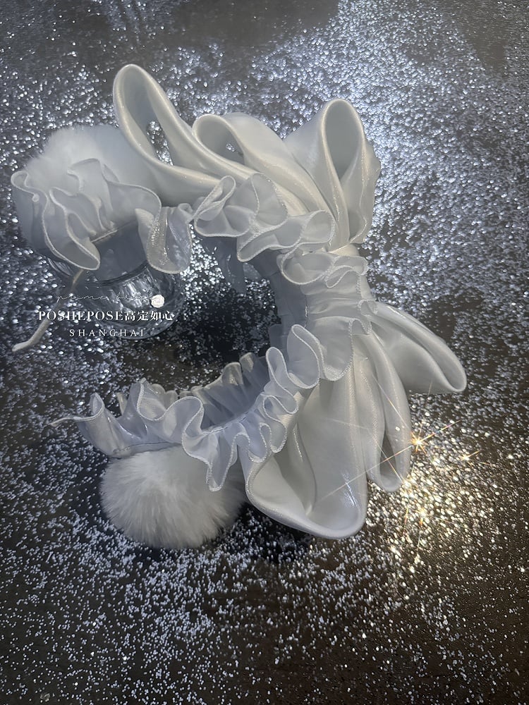 Blau-weißes baskisches Taillen-Satin-Schleifen-Trägerloses Puffkleid, kurzes Oberteil, komplettes Set