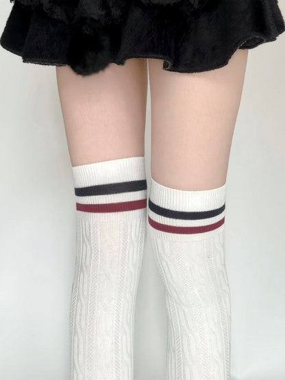 Striped Stockings Colors) (2 Preppy Cable-Knit