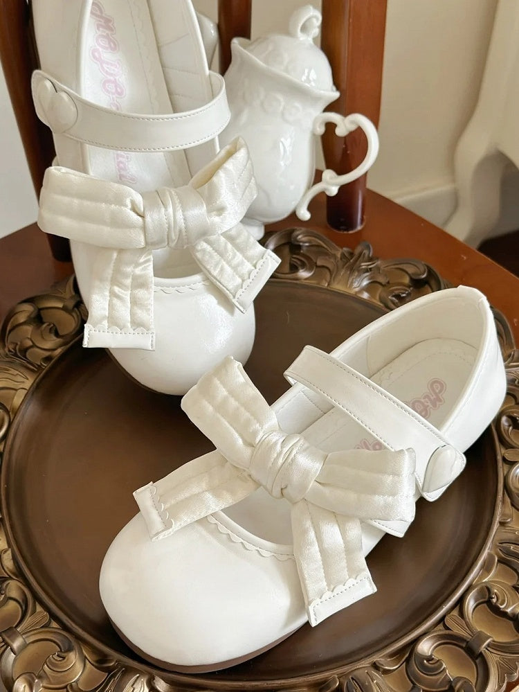 Bow Style Flats Lolita with Decor - Inspired Mary Sweet Velcro and Strap Detail Heart Jane