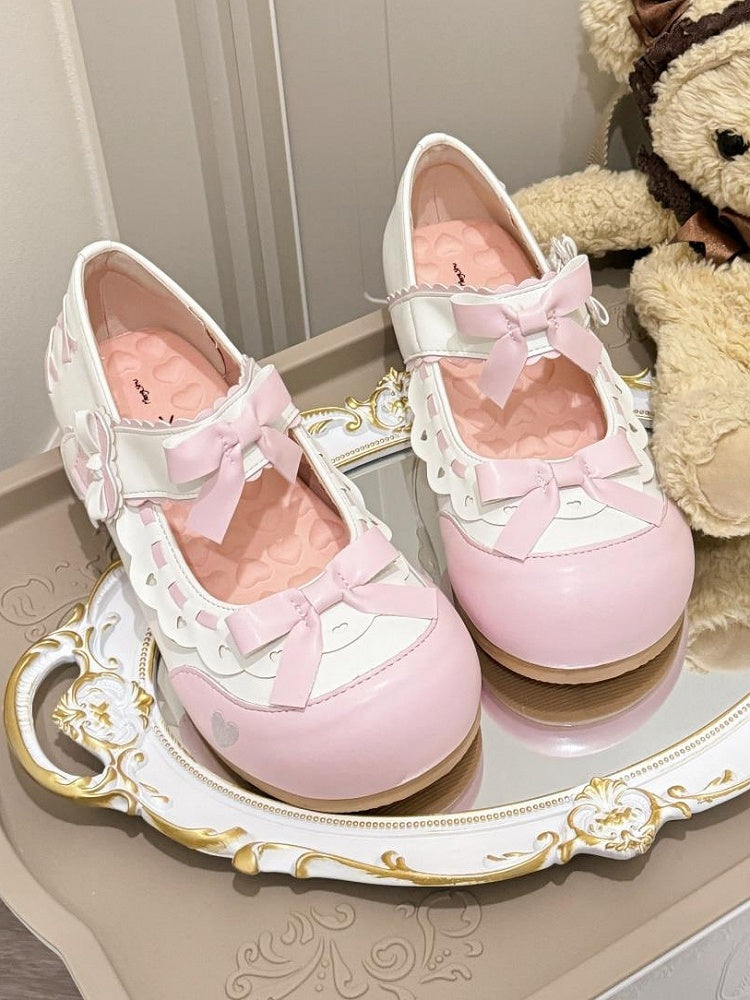 Trim with Pink in Scalloped PU Flats