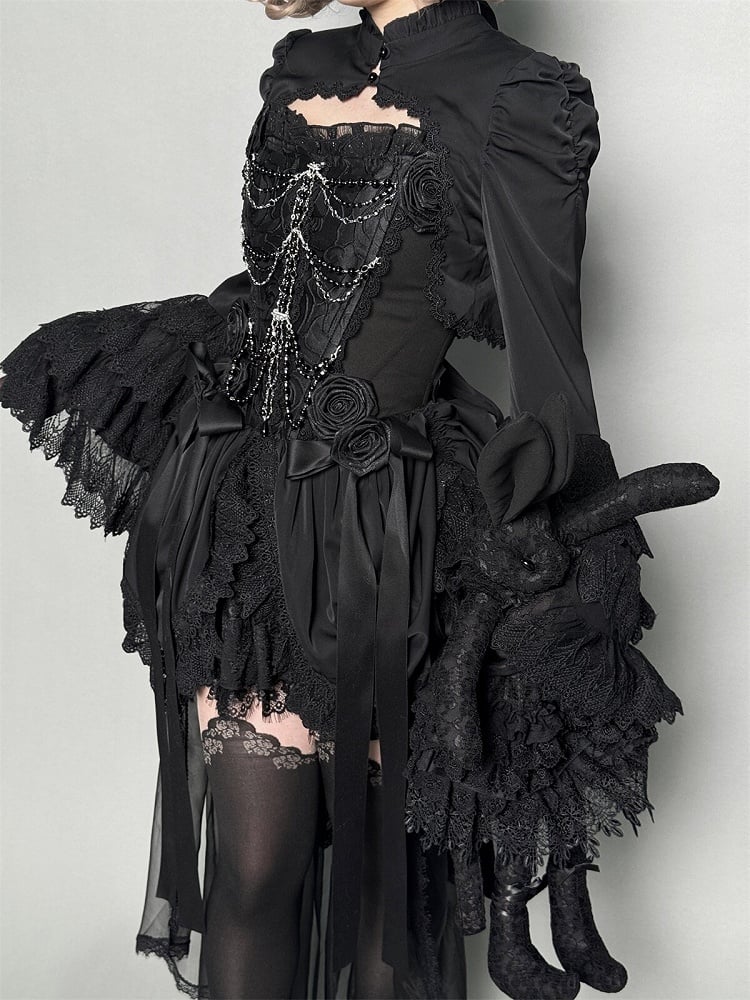 White Black Rib-shaped Bead Chain - LeMiroir LeMiroir | LilyVow