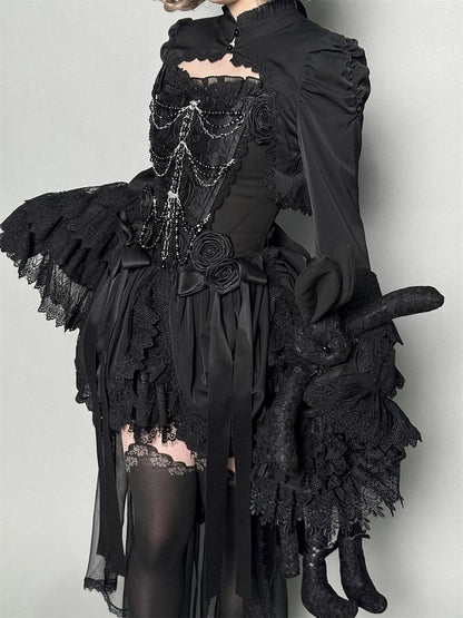 White Black Rib-shaped Bead Chain - LeMiroir LeMiroir | LilyVow