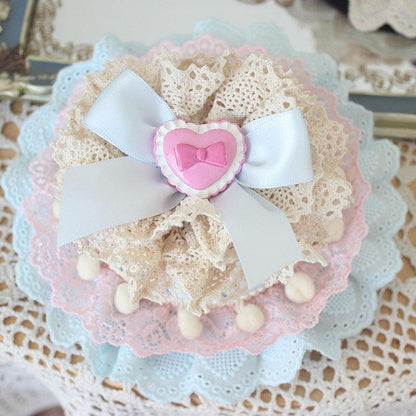 Blue/Yellow  Bowknot Details Lace Trim Top Hat