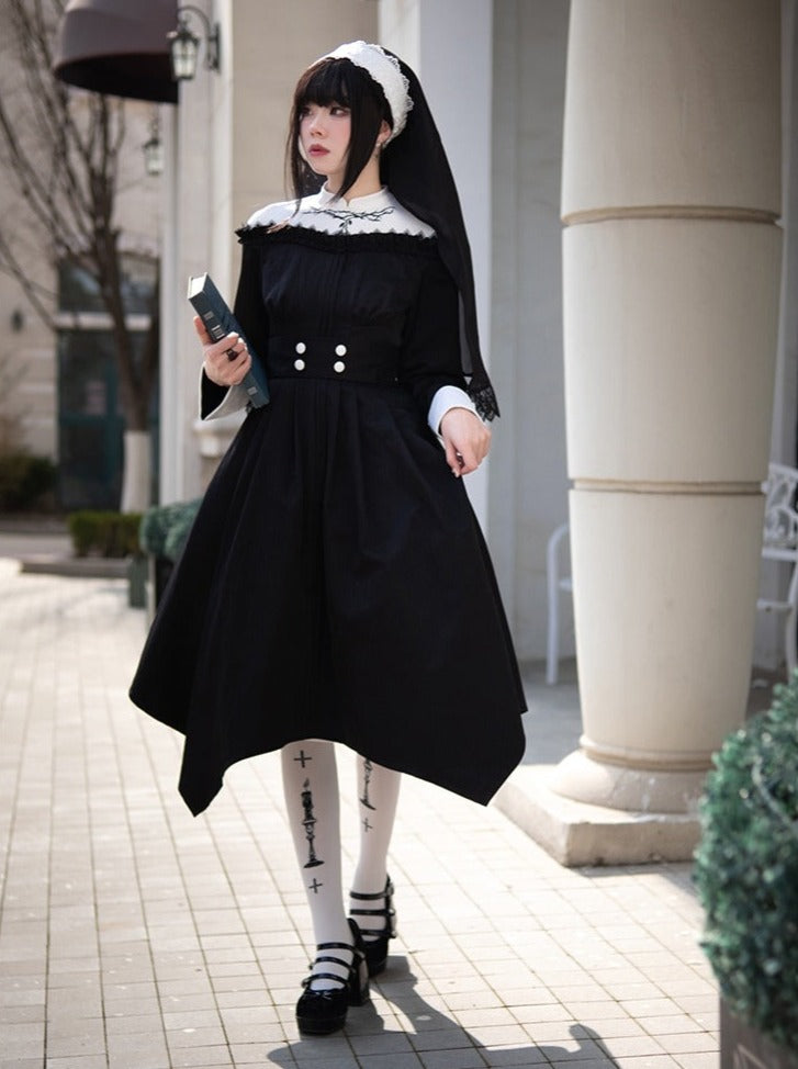Puzzled Original Neck Dress Design Gothic