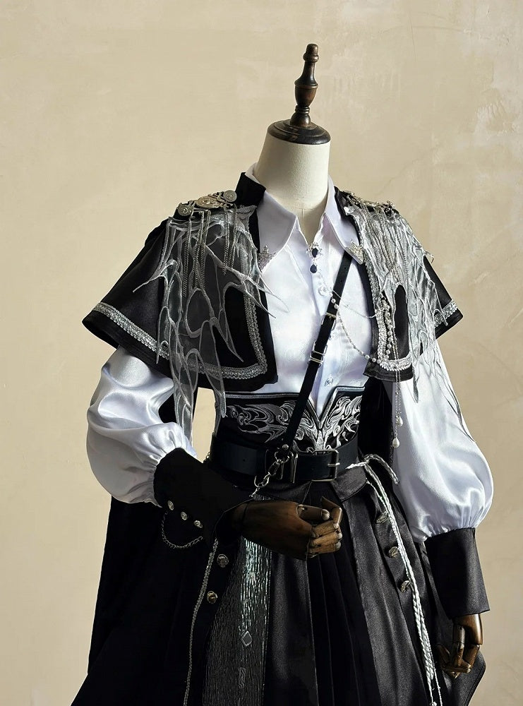 Black & Silver Chinoiserie Lolita Full Set with Cape - YING YUE