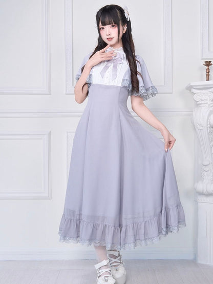 Brosche Jirai Kleid Kei Weiße Spitze Detailliert mit Grau Bowknot Kostenlose