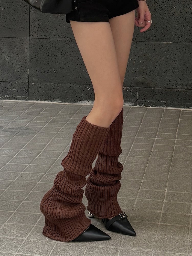 Gestrickte Beinwärmer in Cremeweiß/Aprikose/Rot/Kaffee/Stauviolett/Schwarz