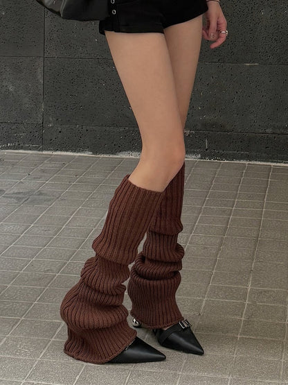 Gestrickte Beinwärmer in Cremeweiß/Aprikose/Rot/Kaffee/Stauviolett/Schwarz