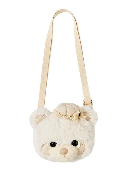 Plush Crossbody Bear Lolita Bag Teddy Face Brown/Pink/White