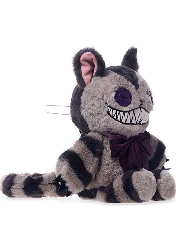 Cheshire Gray Cat Plushie Brown Canvas Bag A Guro Kawaii with