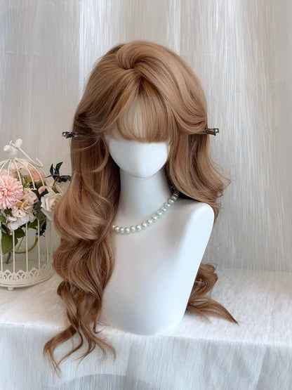 Champagne 65cm Air Bangs Long Wavy Wig - Sleepy Fish