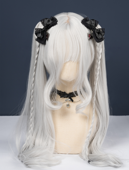 Hair Clips Bow Kei Colors Jirai Cross with Lace Charms Heart Gothic 4