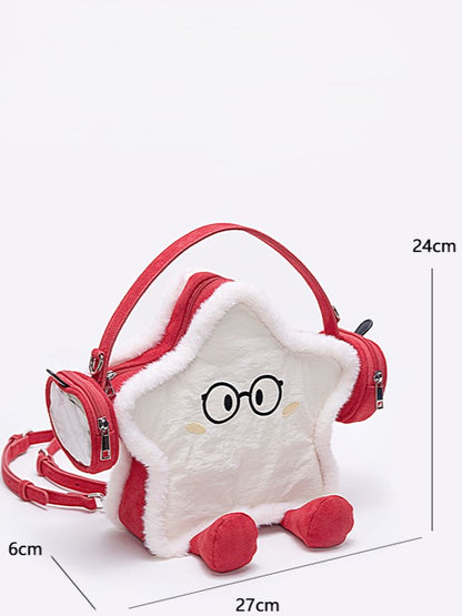 Kawaii Apple-Themed Plush Mini Ita Backpack With Headphones Design Red 2-Way