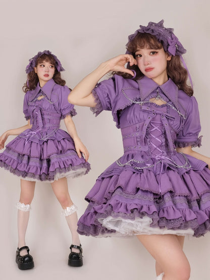 Purple Gothic Chain Details Bolero