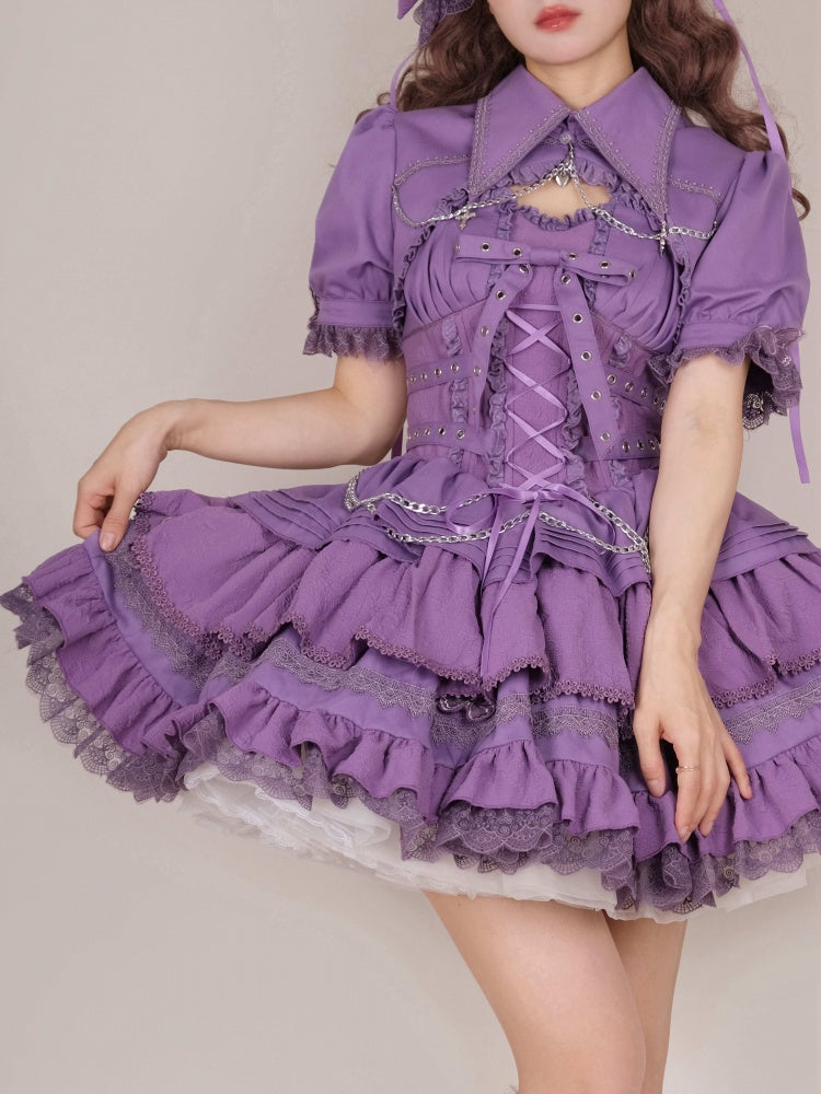 Purple Gothic Chain Details Bolero