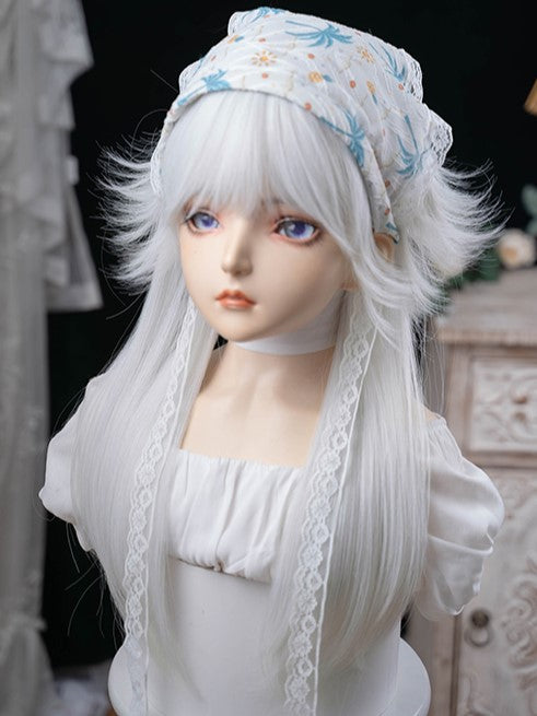 With Length 64CM White Full Wig Bangs