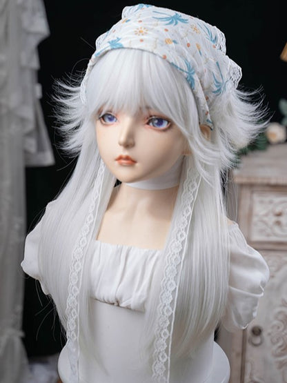 White With Bangs 64CM Length Wig Full