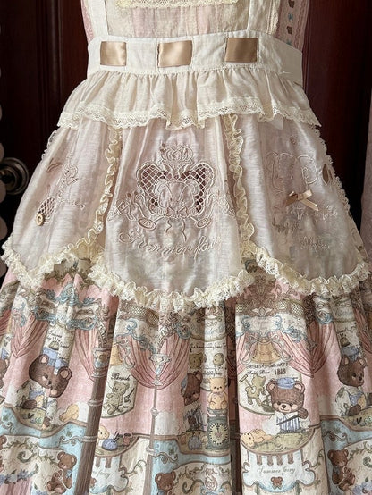 Bestickte beige Schürze Lolita