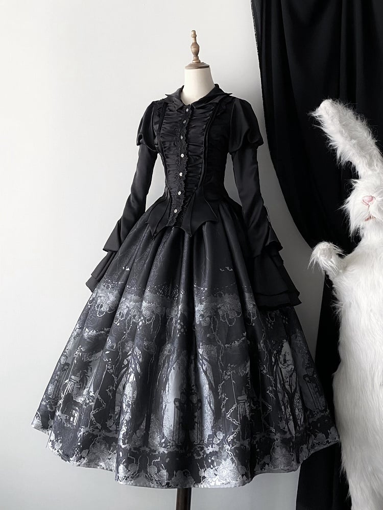 Skirt Corset Waist Black Belt Gray Lolita High Gothic