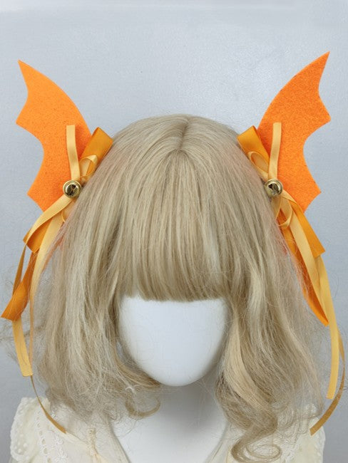 With Bell Bow of Options Demon A Ribbon Wings Halloween Hairclips 6 Pair