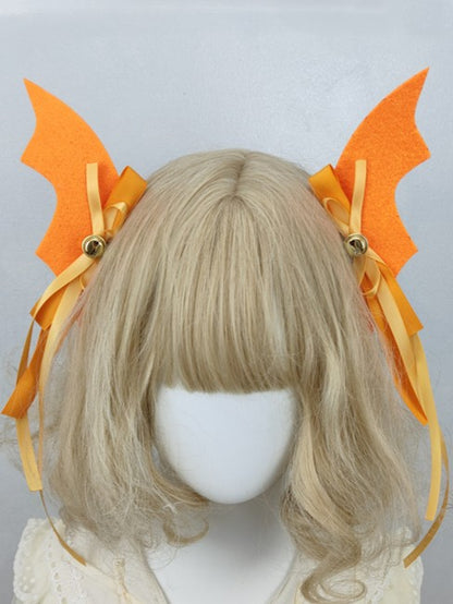 With Bell Bow of Options Demon A Ribbon Wings Halloween Hairclips 6 Pair