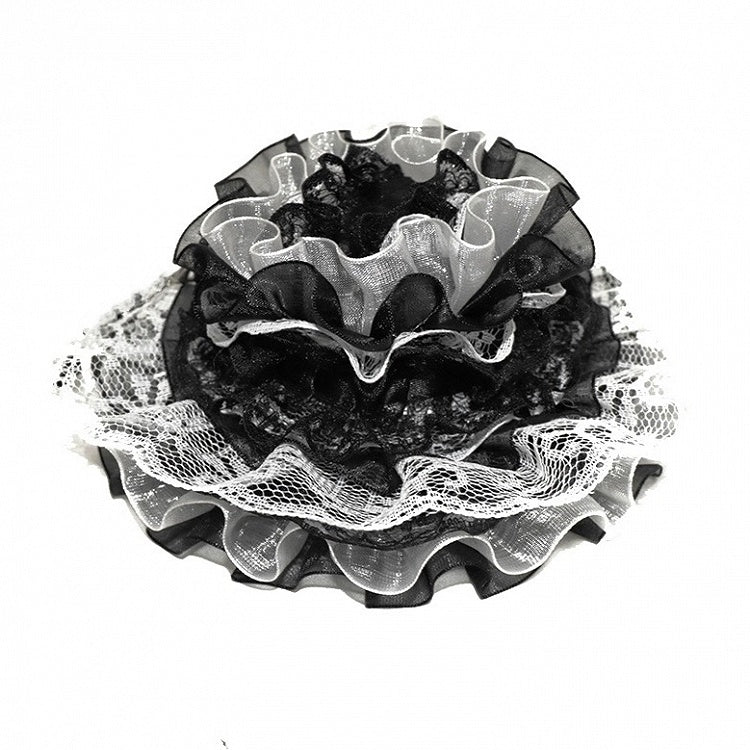 Lace Mini Hat Black/BlackWhite Trim