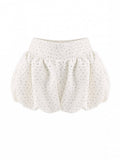Kawaii White Floral Bubble Shorts for Everyday - serendipity