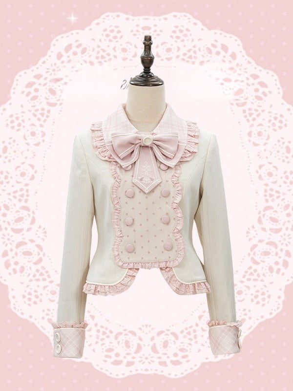 Sweet Pink Lolita Bow Double-Breasted Jacket - U.Rtto