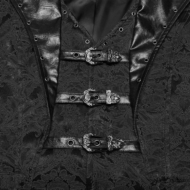 Black Men's Gothic Jacquard Lapel Vest