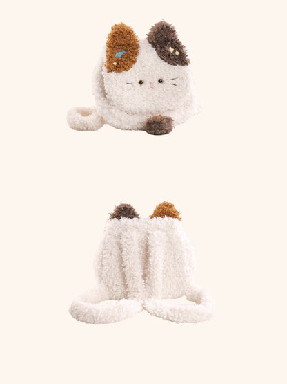 白いかわいい猫の形をしたぬいぐるみフラップバックパックバッグ