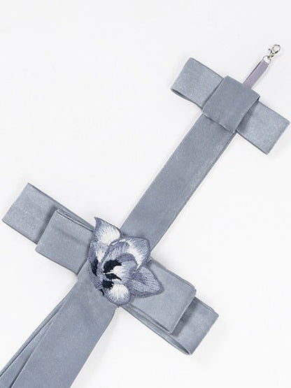 Ribbon Floral Embroidered Pendant in Chinese Style - Yimu Walnut