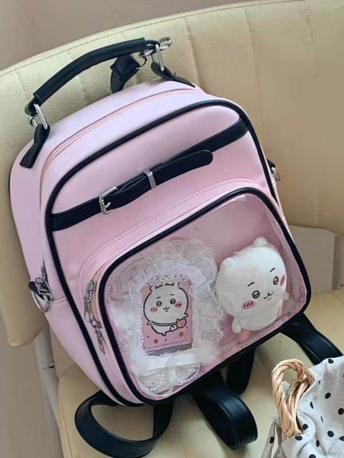 Backpacks Otaku Style Colorblocked Shoulder Bag with Doll Decoration - Lily Candy