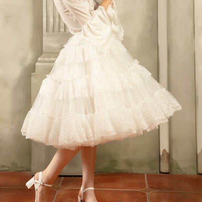 White Puffy Multi-layered A-line Petticoat 65cm