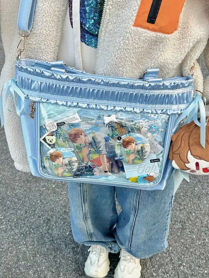 Kapazität Tote Rüschenband Schleife Große Ita Tasche Trim Blau