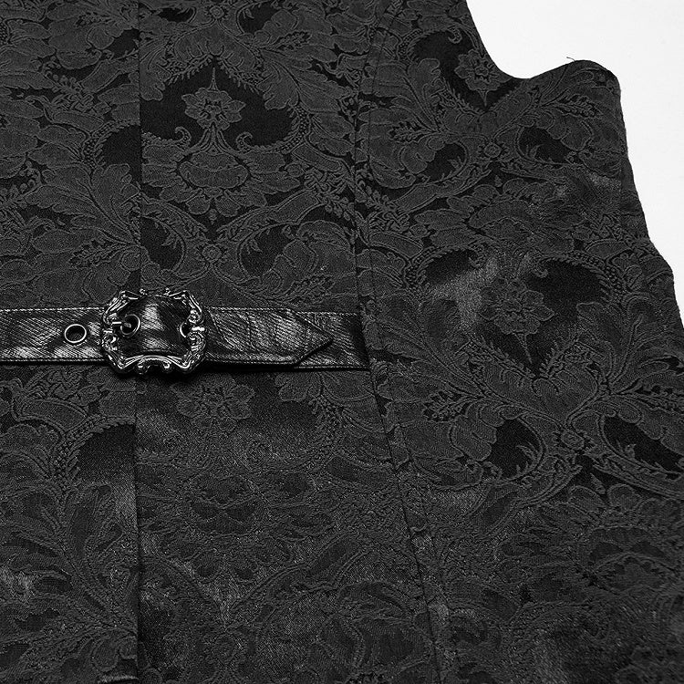 Black Lapel Men's Gothic Jacquard Vest