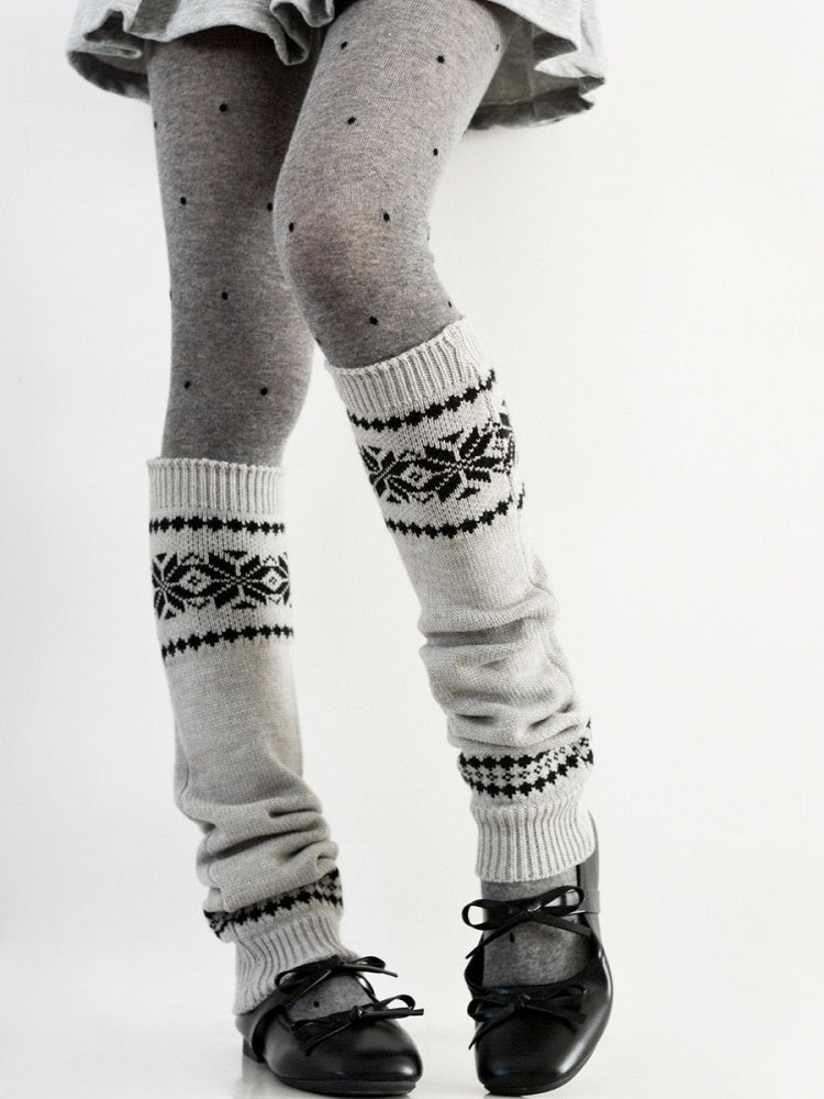 Dot Gray Warmers Tights Knitted Pair Dark Polka - Layering + Leg Tones of Set A