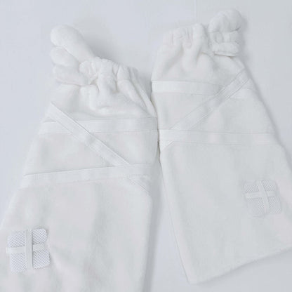 ケイ アップリケ エンジェル ジライ カワイイ ホワイト ヤミ フランネル レッグウォーマー 羽根デザイン クロス