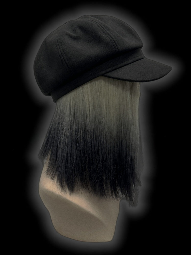 Y2K Black Criss-cross Straps Goth Girl Applique Punk Beret