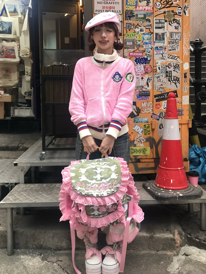 カモフラージュコントラストピンクレーストリムバックパック