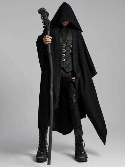 Dark Black Decadent Robe Men's Mage