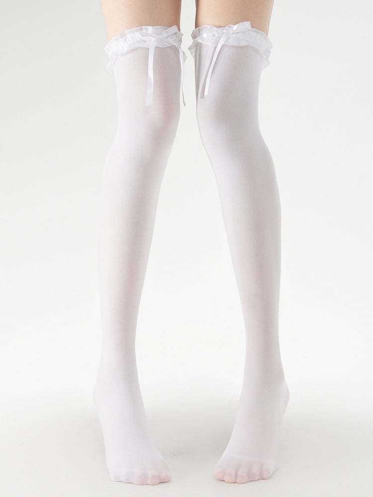 4 Bow 50CM Slimming Over Trim Colors Knee Stockings